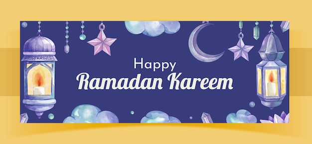 Vecteur gratuit modèle de couverture de médias sociaux ramadan aquarelle