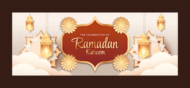 Vecteur gratuit modèle de couverture de médias sociaux ramadan dégradé