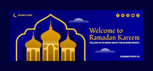 Vecteur gratuit modèle de couverture de médias sociaux ramadan dégradé