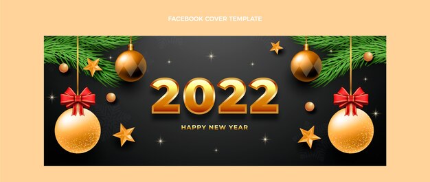 Modèle de couverture de médias sociaux réaliste pour le nouvel an