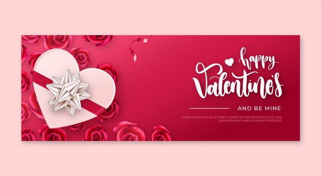 Modèle de couverture de médias sociaux réaliste pour la Saint-Valentin