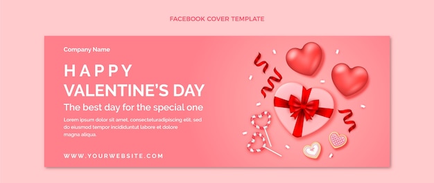 Modèle De Couverture De Médias Sociaux Réaliste Pour La Saint-valentin