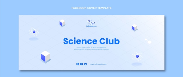 Modèle de couverture de médias sociaux de science isométrique