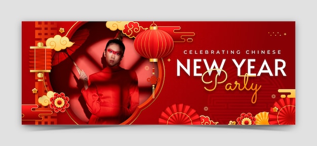 Vecteur gratuit modèle de couverture sur les réseaux sociaux pour le festival du nouvel an chinois