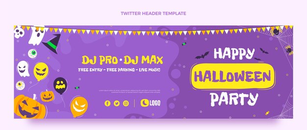 Modèle De Couverture Twitter Halloween Plat