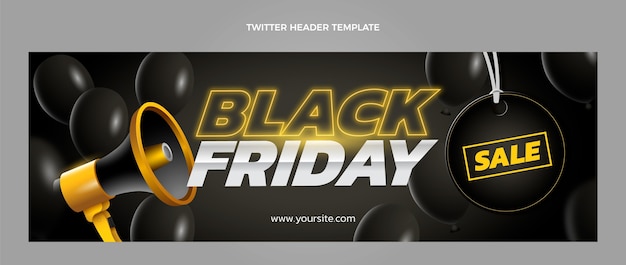 Modèle De Couverture Twitter Plat Noir Vendredi