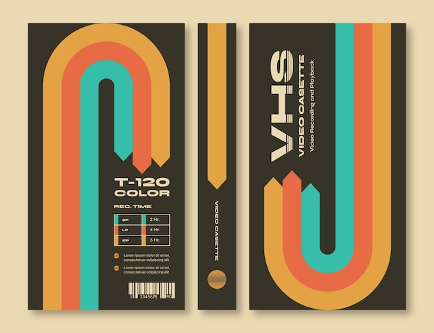 Vecteur gratuit modèle de couverture vhs design plat