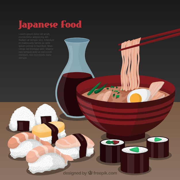 Vecteur gratuit modèle de la cuisine japonaise