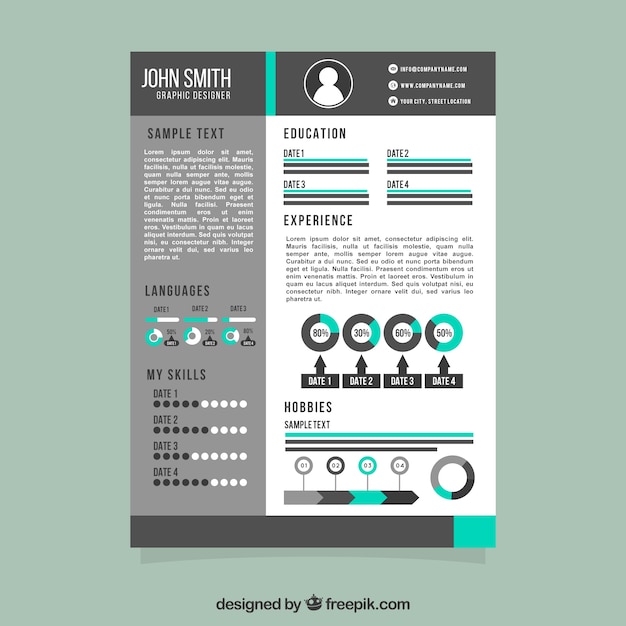 Vecteur gratuit modèle de curriculum vitae plat