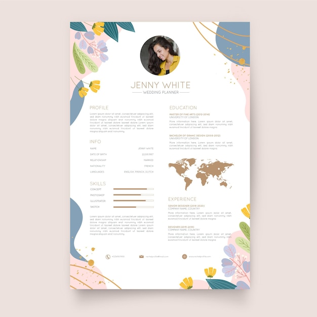 Vecteur gratuit modèle de cv design plat