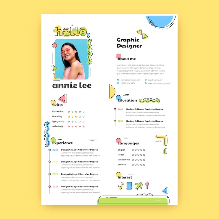 Vecteur gratuit modèle de cv dessiné à la main
