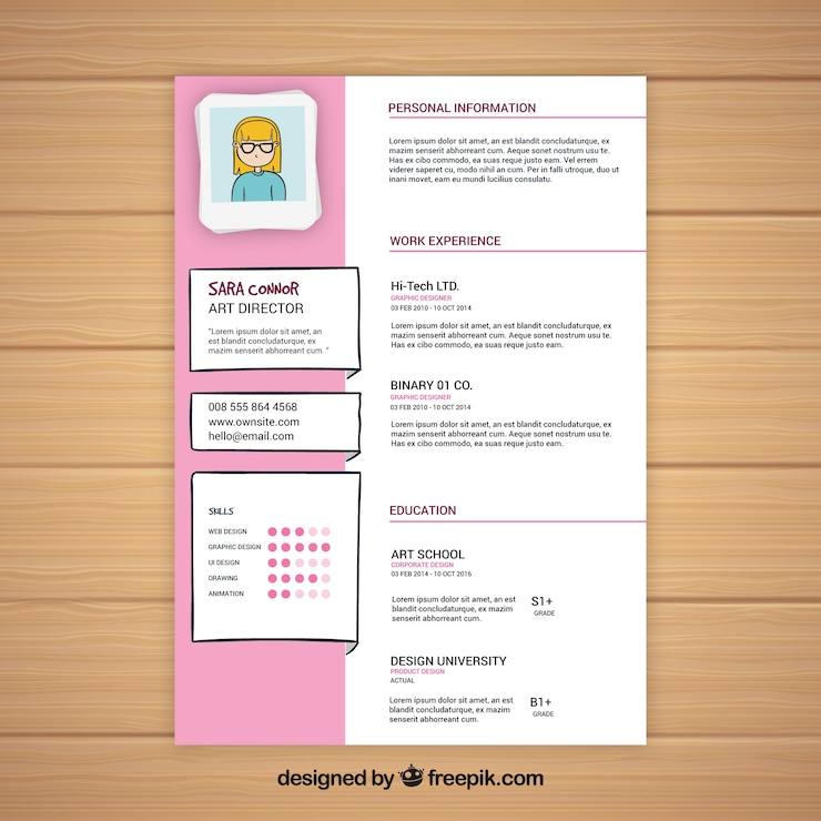 Vecteur gratuit modèle de cv du directeur artistique