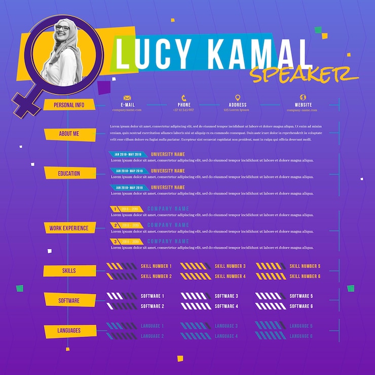 Vecteur gratuit modèle de cv en ligne plat