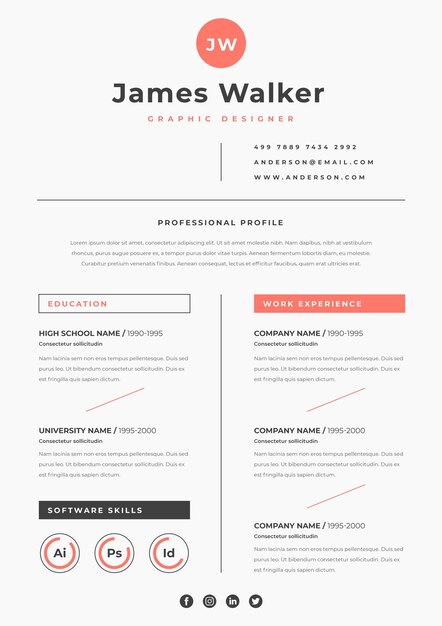 Modèle de cv minimaliste