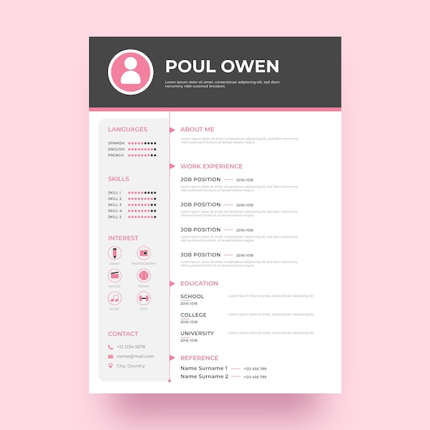 Vecteur gratuit modèle de cv minimaliste