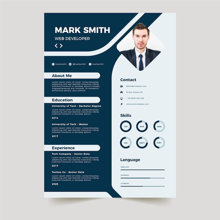 Vecteur gratuit modèle de cv minimaliste