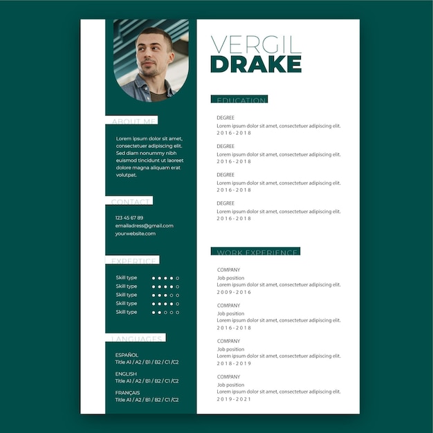 Vecteur gratuit modèle de cv minimaliste