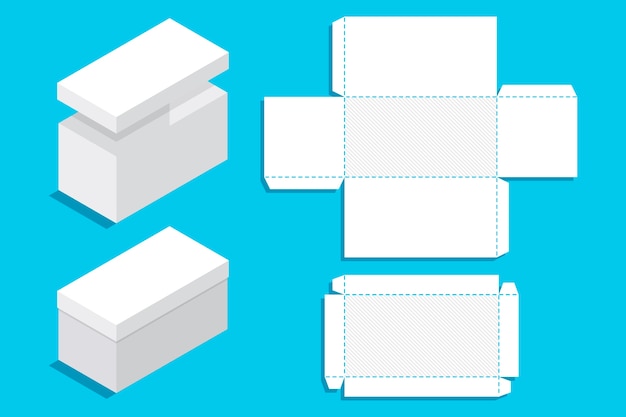 Vecteur gratuit modèle de découpe de boîte rectangulaire design plat