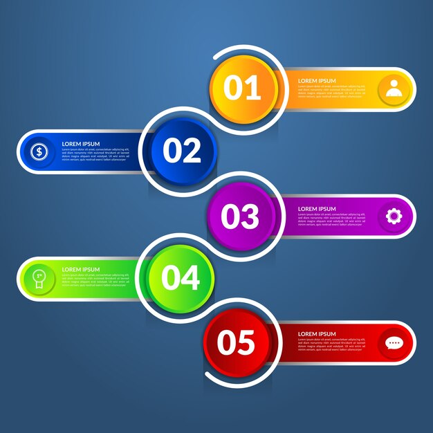 Modèle de dégradé d'étapes d'infographie