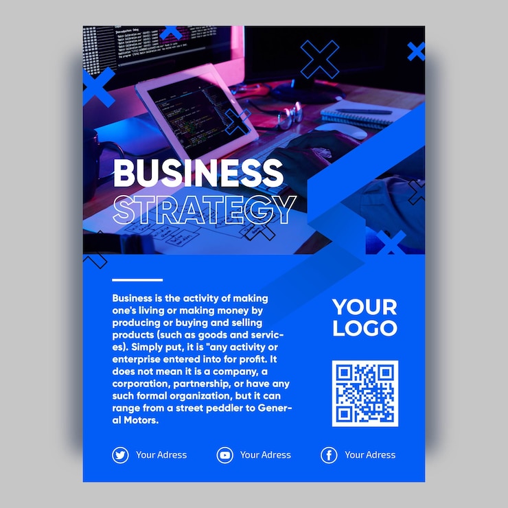 Vecteur gratuit modèle de dépliant d'affaires avec photo