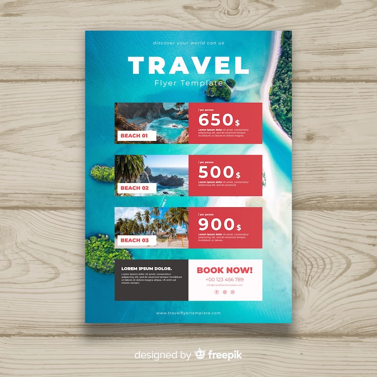 Vecteur gratuit modèle de dépliant de voyage photographique