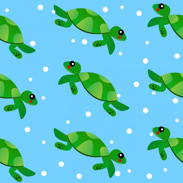 Modele De Dessin Anime De Tortue Sans Couture Bebe Enfant Dessiner Illustration Et Vecteur D Art Comique Vecteur Premium