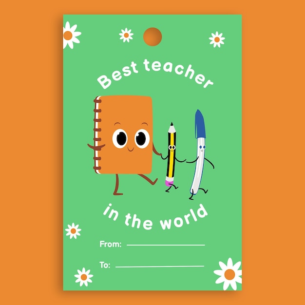 Vecteur gratuit modèle de dessin d'étiquette cadeau pour enseignants