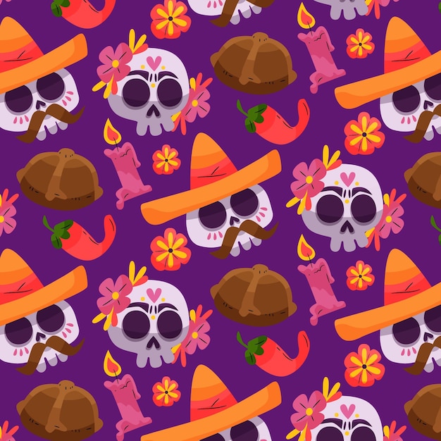 Modèle De Dia De Muertos Dessiné à La Main