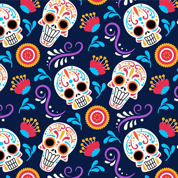 Modèle de dia de muertos dessiné à la main