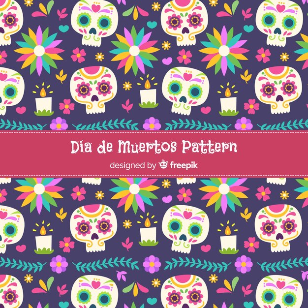 Modèle día de muertos plat rose
