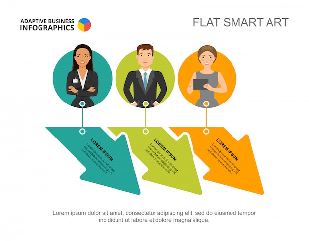 Modèle De Diagramme De Processus De Travail à Trois Flèches Pour La Présentation. Visualisation Des Données Métiers.