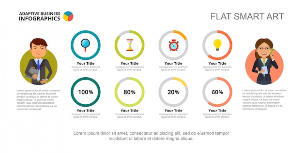 Vecteur gratuit modèle de diapositive de quatre options