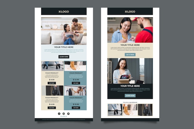 Vecteur gratuit modèle d'e-mail de commerce électronique