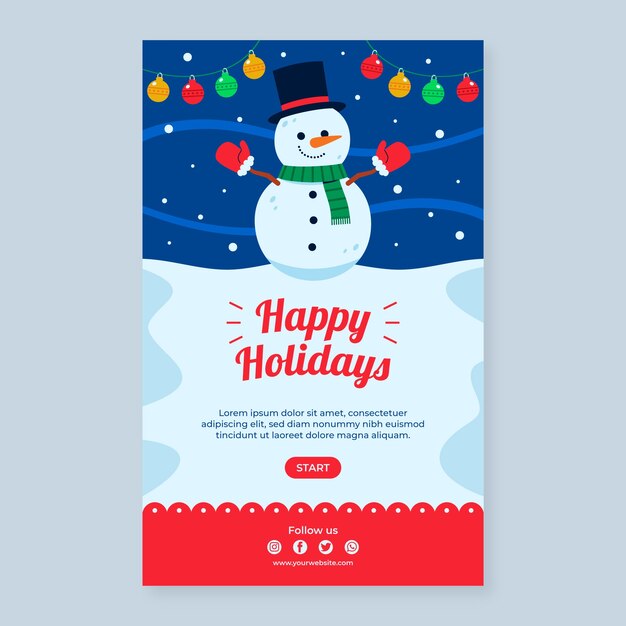 Modèle D'e-mail De Noël Plat  Vecteur Gratuite