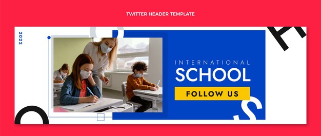 Modèle d'école internationale minimal design plat