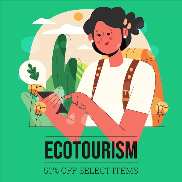 Vecteur gratuit modèle d'écotourisme dessiné à la main