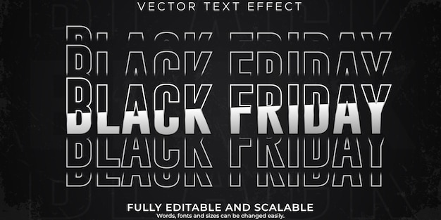 Vecteur gratuit modèle d'effet de texte black friday, vente modifiable et style de texte de mode