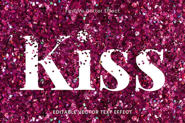 Modèle D'effet De Texte Modifiable De Baiser De Paillettes Roses