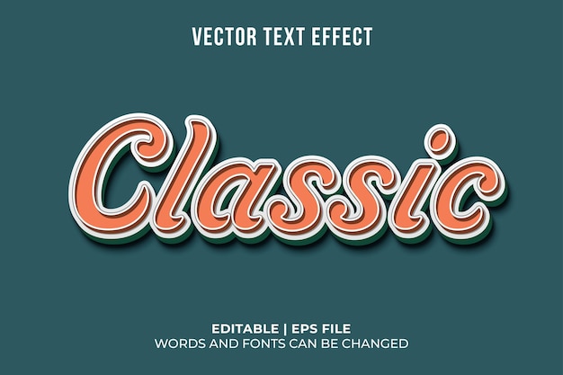 Vecteur gratuit modèle d'effet de texte de style classique