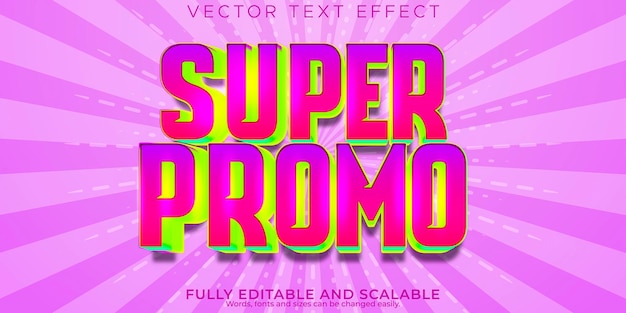 Vecteur gratuit modèle d'effet de texte super promo style de texte de vente et d'achat modifiable