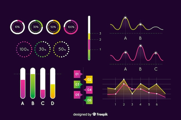 Modèle D'éléments D'infographie évolution Sombre