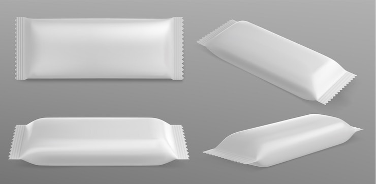 Vecteur gratuit modèle d'emballage de barre de chocolat enveloppe de bonbons blanche