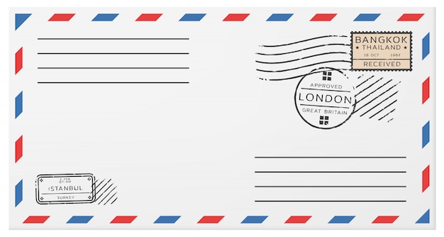 Modèle d'enveloppe postale horizontale vierge