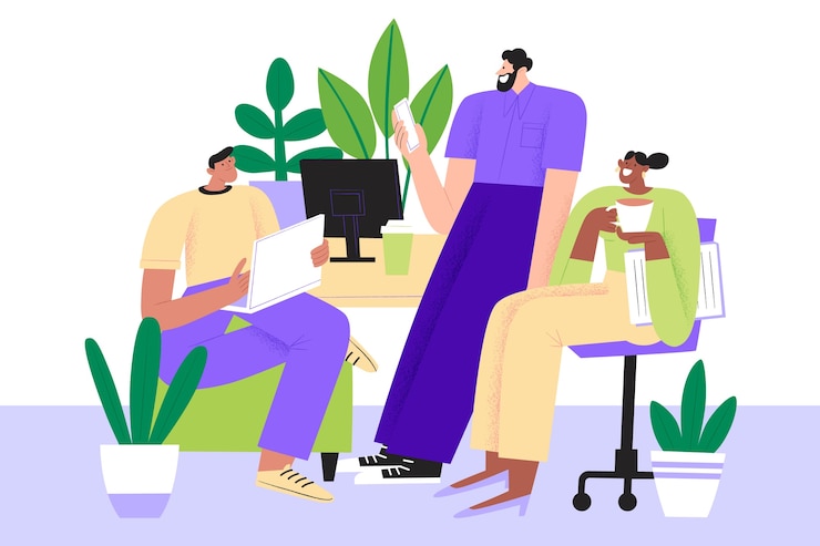 Vecteur gratuit modèle d'environnement de travail dessiné à la main