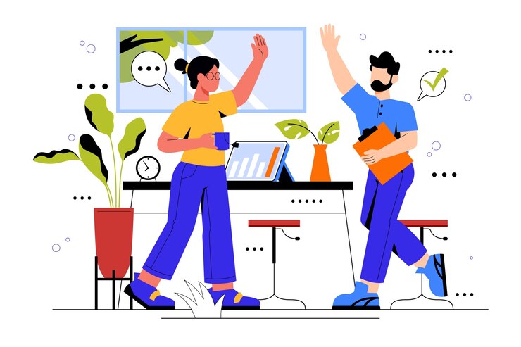 Vecteur gratuit modèle d'environnement de travail dessiné à la main