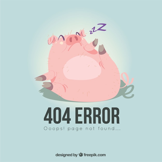Modèle D'erreur 404 Avec Le Porc Dans Le Style Dessiné à La Main