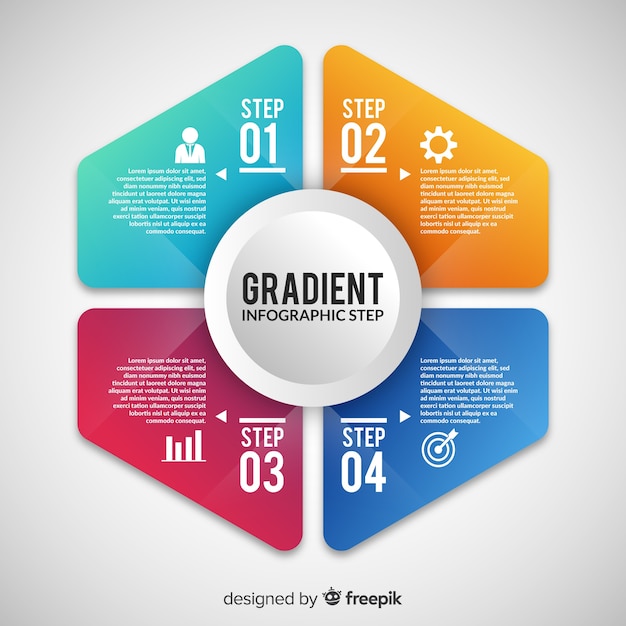 Modèle d&#39;étapes d&#39;infographie en dégradé