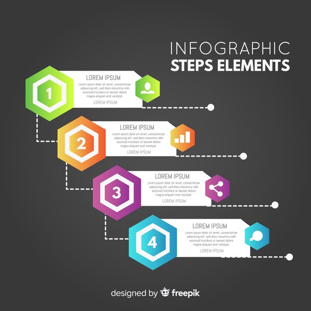 Modèle D'étapes D'infographie En Dégradé