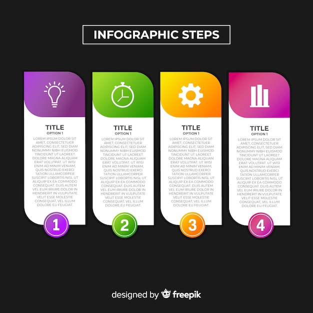 Modèle D'étapes Infographie Plat