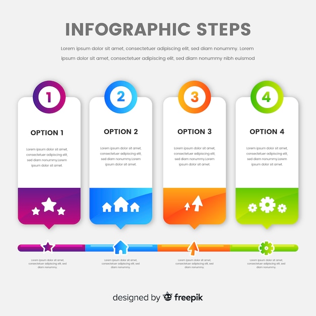 Vecteur gratuit modèle d'étapes d'infographie